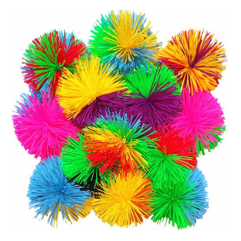 6 st 6cm färgglada silikon koosh boll studsande fluffig jugging boll sensoriska fidgets stressavlastande leksak (slumpmässig färg)