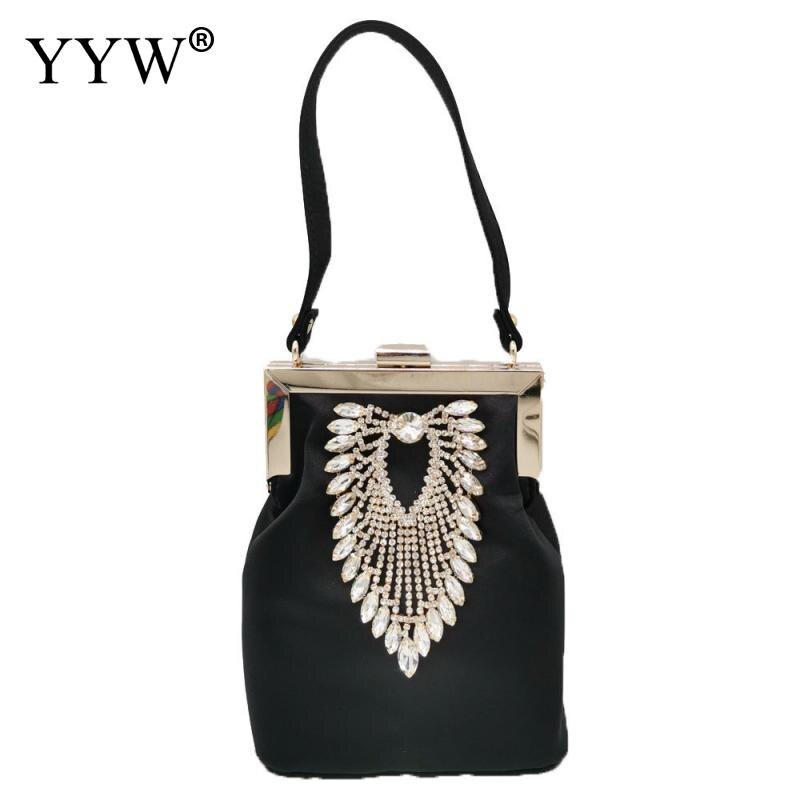 Guld metall kväll fest clutch väska kvinnor trendig väska lady vit med rhineston svart clutch bröllop handväska handväska grön: Svart