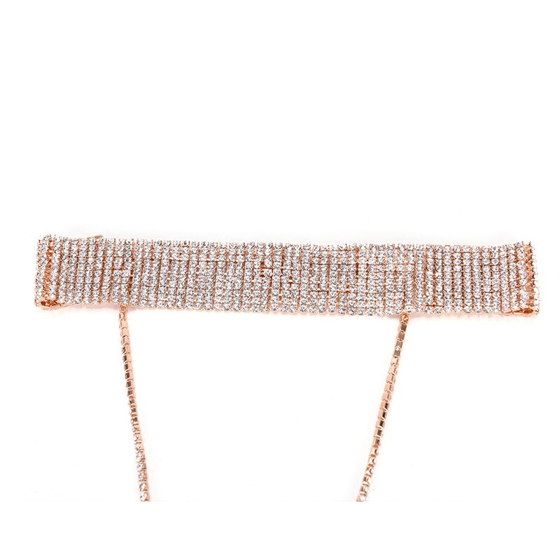 Collares de clavícula de mujer T Logan, gargantilla de cristal de lujo, Collar de diamante de imitación, Collar de joyería para mujer, 41 cm, 1 ud.