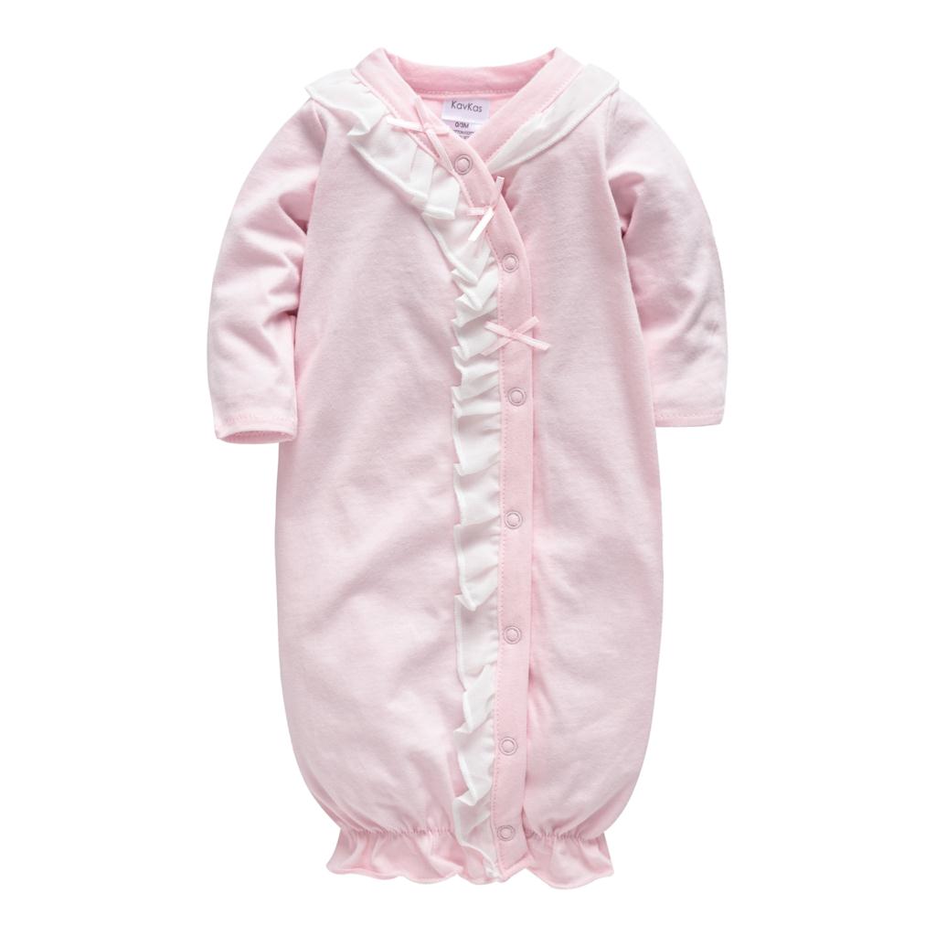 Kavkas Baby Sleepwear Full Sleeve O Neck Cotton Pink Girls Button Baby Clothing Newborn Rompers 3m 6m 9m Roupa De Bebes: PY1041 / 3M