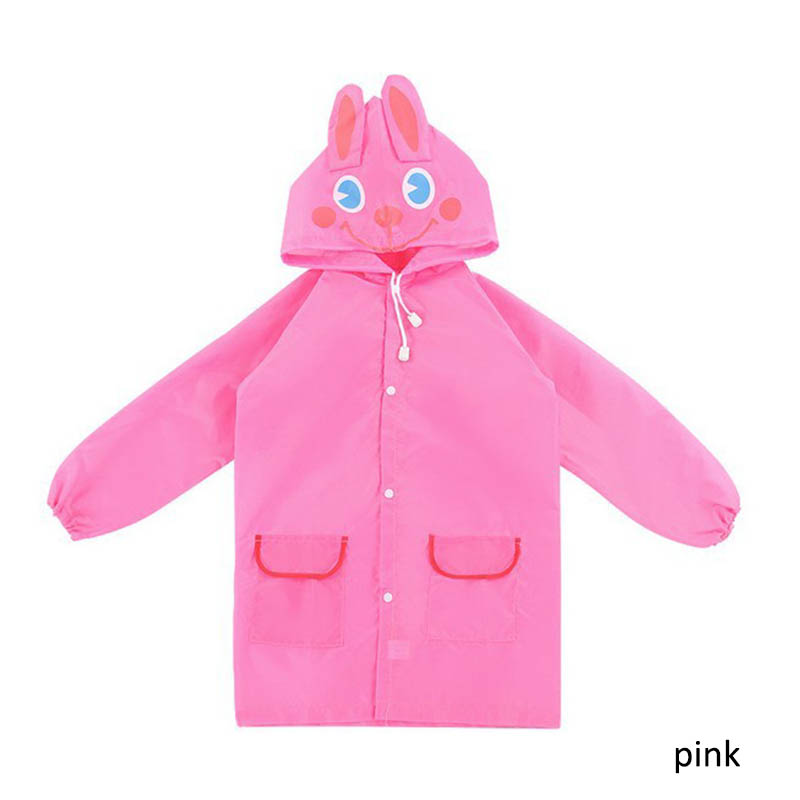 1Pcs Cartoon Dier Stijl Waterdicht Kids Regenjas Voor Kinderen Regenjas Regenkleding Regenpak Student Dier Stijl Regenjas: Roze