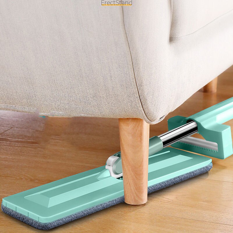 Grand balai serpillière plat à pression automatique, à double usage sec et humide, pour le nettoyage du plancher en bois