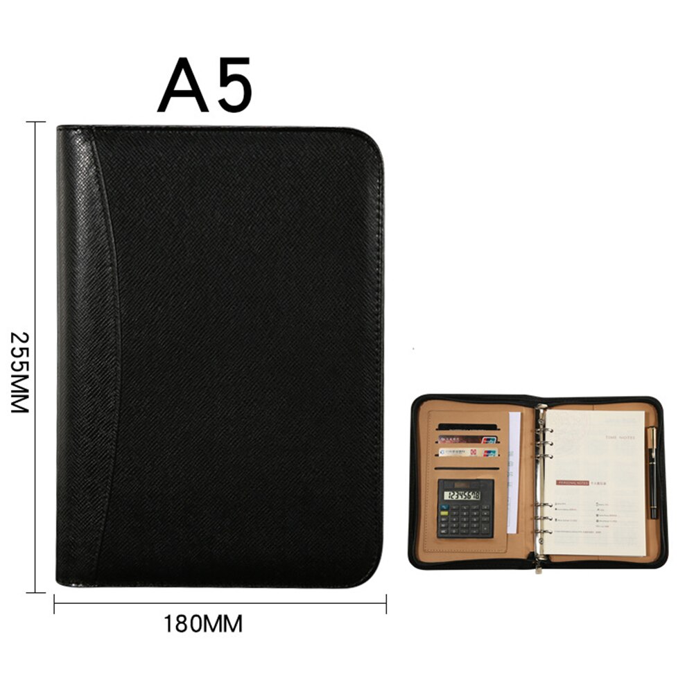 A5 Artificial Leather Notebook Spiral Notebook Diary Notepad Travel Agenda Manager Folder Calculator School Office Stationery