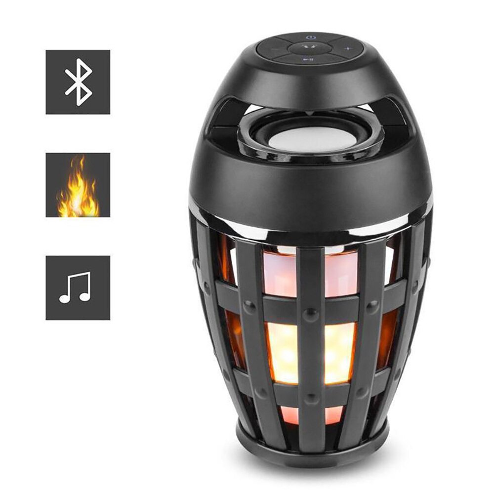 Bluetooth højttaler usb led flammer lys udendørs bærbar led flamme atmosfære lampe stereohøjttaler udendørs camping woofer mini