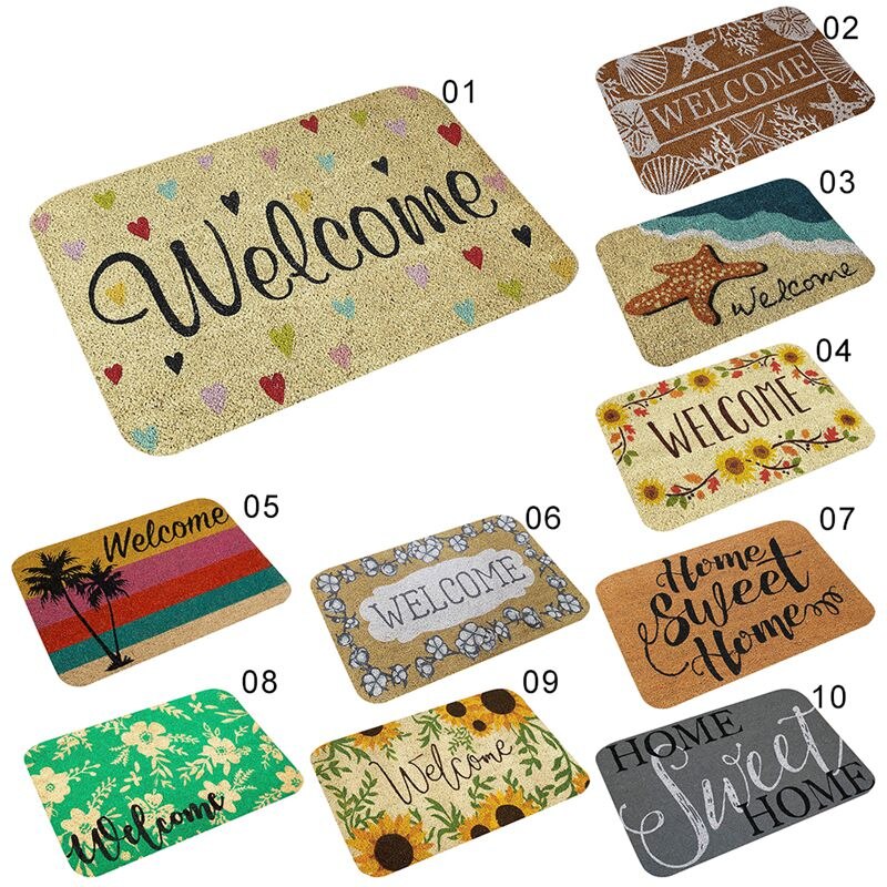 Tapis antidérapant rectangulaire 40 x 60cm welcome home pour chambre à coucher, tapis de sol d'entrée, motif tournesol, paillasson en flanelle