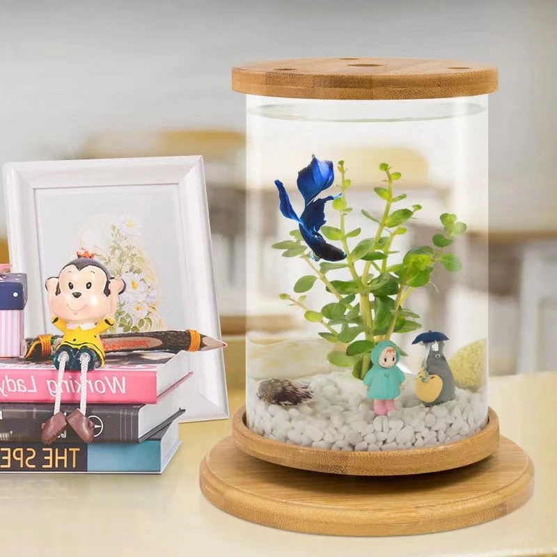 Aquarium ecological ornamental fish tank fighting fish tank micro-view rotating mini fish tank aquarium accessories