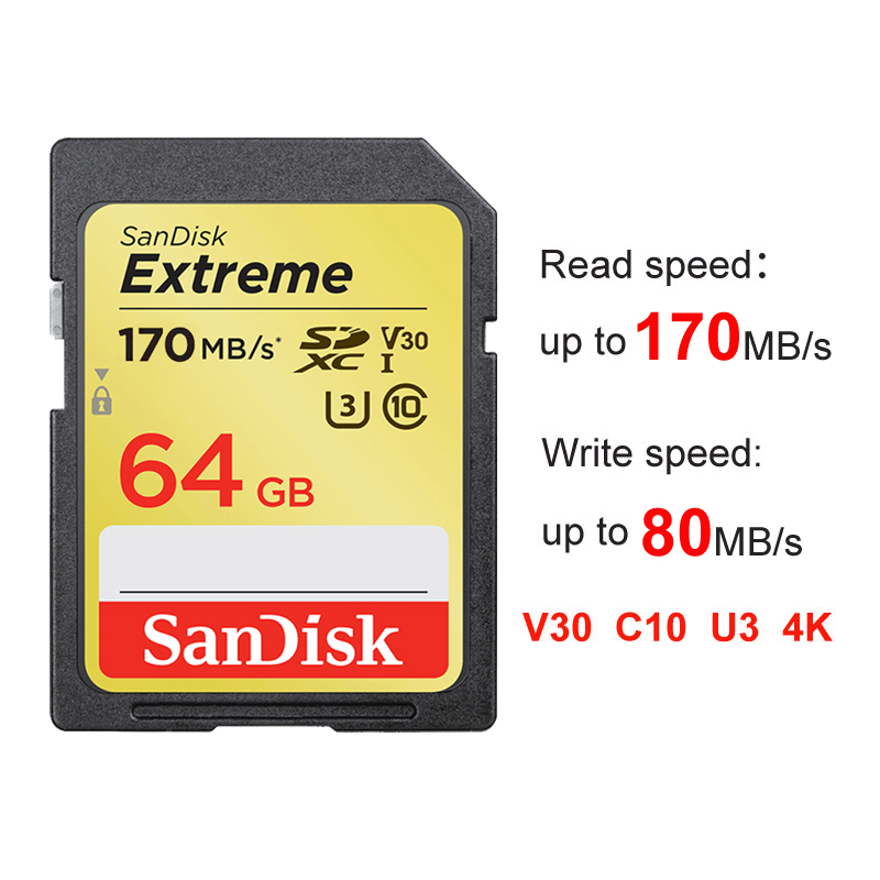 Tarjeta de memoria Digital segura SanDisk, 256GB, 128GB, 64GB, SDXC, 32GB, SDHC, tarjeta de memoria Flash SD para cámara Digital SLR, videocámara: 64 GB