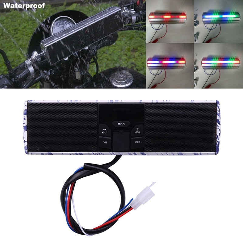 Altoparlanti stereo per moto lettore musicale MP3 lettore Bluetooth con USB,AUX-in, Radio FM blu e porcellana bianca: Default Title