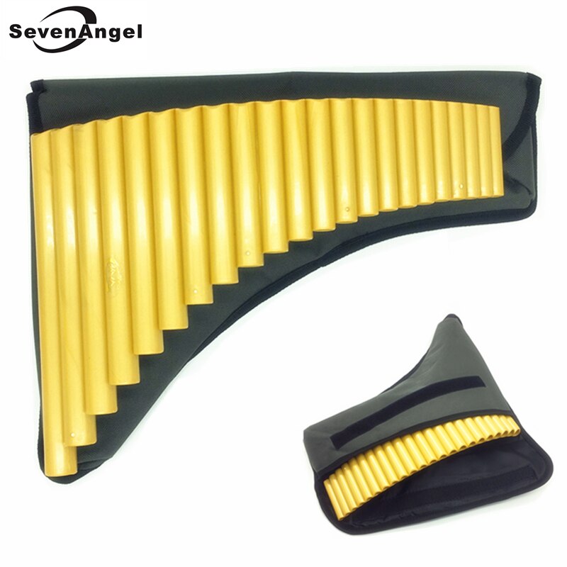 22 rohr ABS kunststoff Panflöte G Schlüssel Panflute Rechts/Verknüpfungen Handgemachte bläser Musical Instrumente goldene farbe Pfanne flöte mit tasche