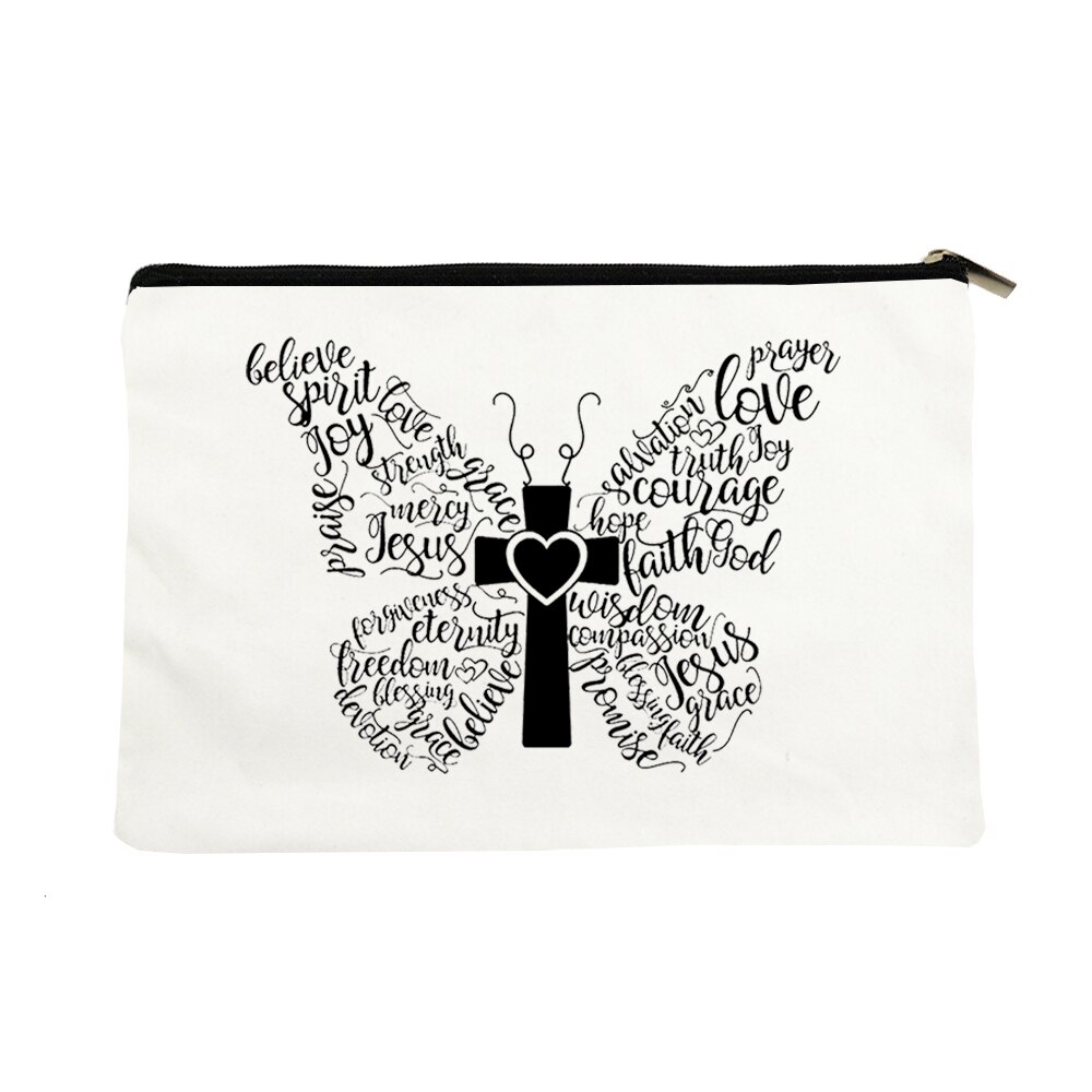 Miłość jezus kosmetyczki torba dla kobiet rozmiar podróży makijaż torebka na suwak torebka płótno ołówek szminka torba mój bóg Christian
