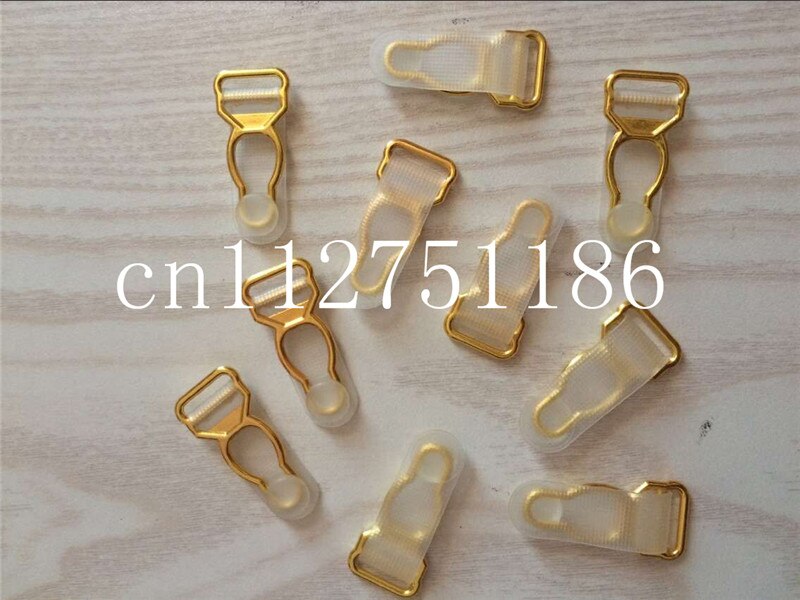 100 stk/pakke 1.2cm guldfarvede sexet metalspænde holdbare bh-stropper korte justerbare metalseler strømpebåndsspændeclips