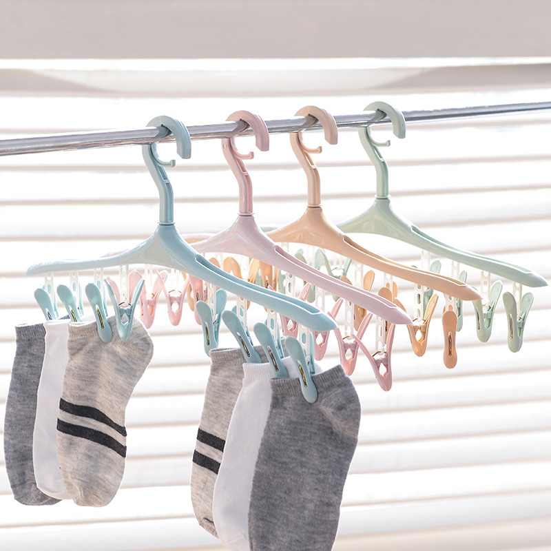 8 Clips Wasknijpers Verwijderbare Plastic Multifunctionele Kleerhangers Ondergoed Sokken Beha Droger Haak Rack Balkon Gereedschappen