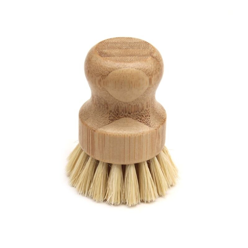 Sisal Bambus Palme Küche Pfanne Topf Reinigung Pinsel Kurze Runde Holz Griff Haushalt Schüssel Schüssel Waschen Werkzeuge: B