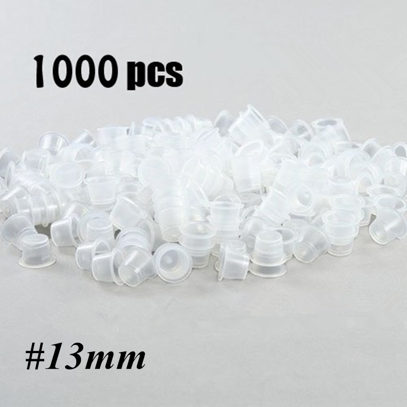 1000 STUKS Medium Size 13mm Wit Plastic Tattoo Ink Cap Cups Supply-ICC #13-1000
