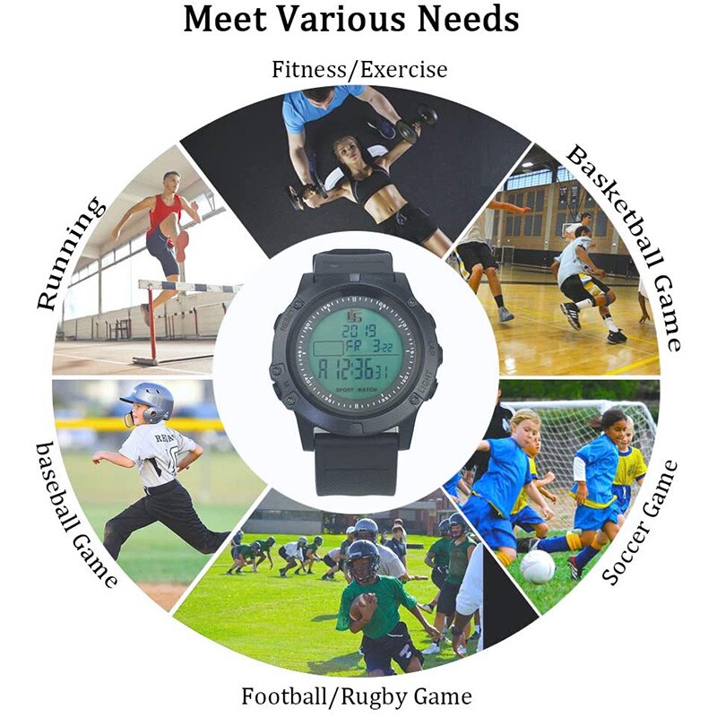 Football Game Timer Digital Referee Soccer Watch for Team Sports Stopwatch Water Resistant Coaches 100 Lap Split Memory Watch