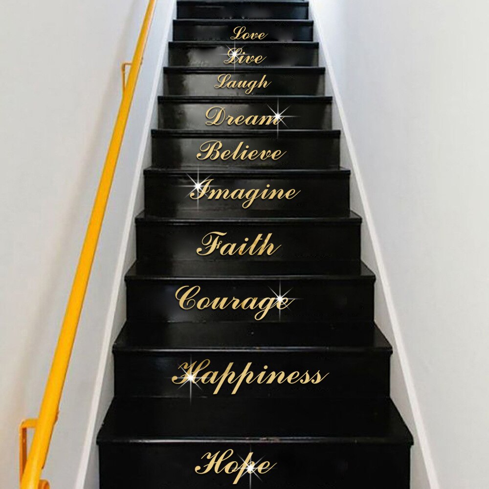 Gold Silver Mirror Stair Sticker Modern Self-Adhesive Stairway Wallpaper Removable Wall Decor Home Living Room Decal