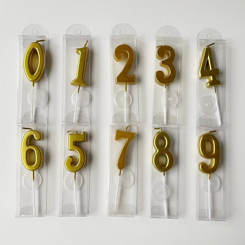 Gold Number 0-9 Happy Birthday Cake Candles Cake Top Decorating Tools Decor Candles DIY Wedding Home Party Decor Number Candle