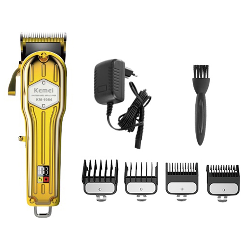 Tondeuse à cheveux professionnelle pour hommes, rasoir électrique sans fil, tout en métal, moteur puissant, coupe de cheveux