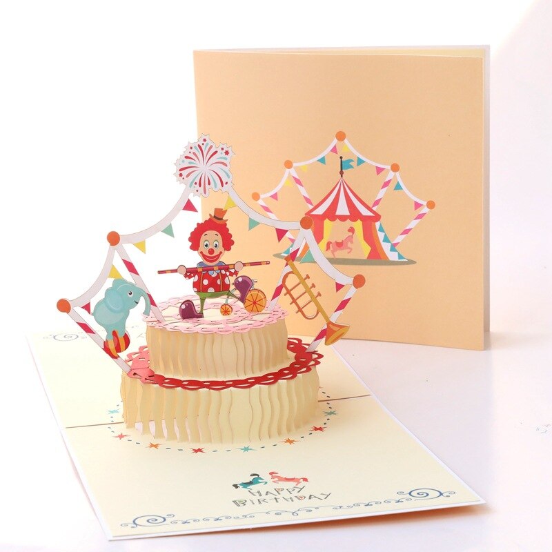 3D Three-dimensional Birthday Card Birthday Girl Child Cake Greeting Card Postcard Greeting Classmate Friend Birthday