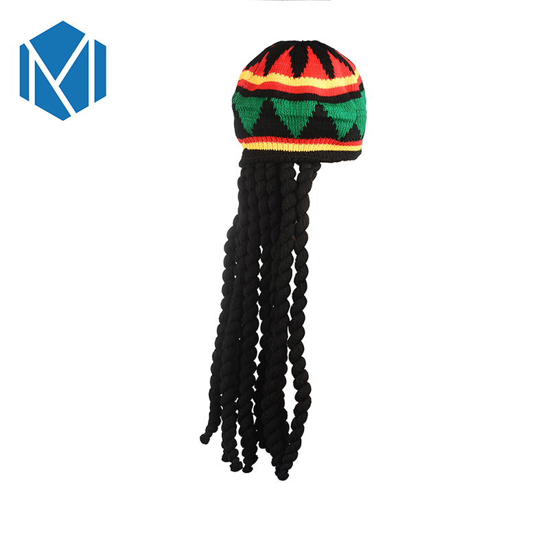 Hip Hop gorro de punto de peluca trenza sombrero masculino jamaicano Marley gorro Rasta invierno Hombre rastas Reggae Czapka Zimowa: B