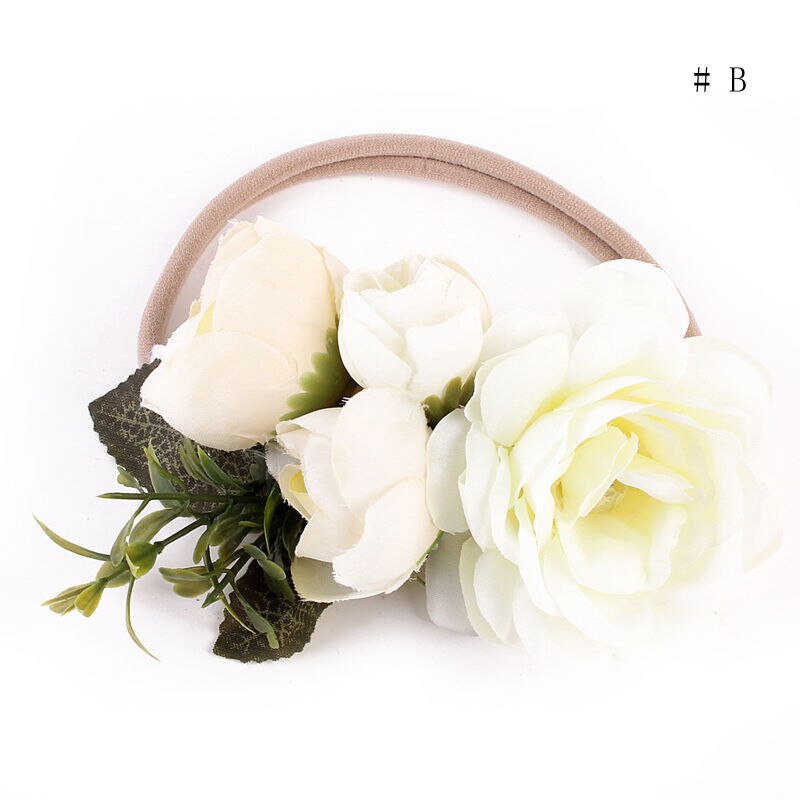 Diadema de flores hecha a mano bebé verano estilo recién nacído diadema, corona de flores niños a juego guirnalda accesorios de bandas para el cabello: 2