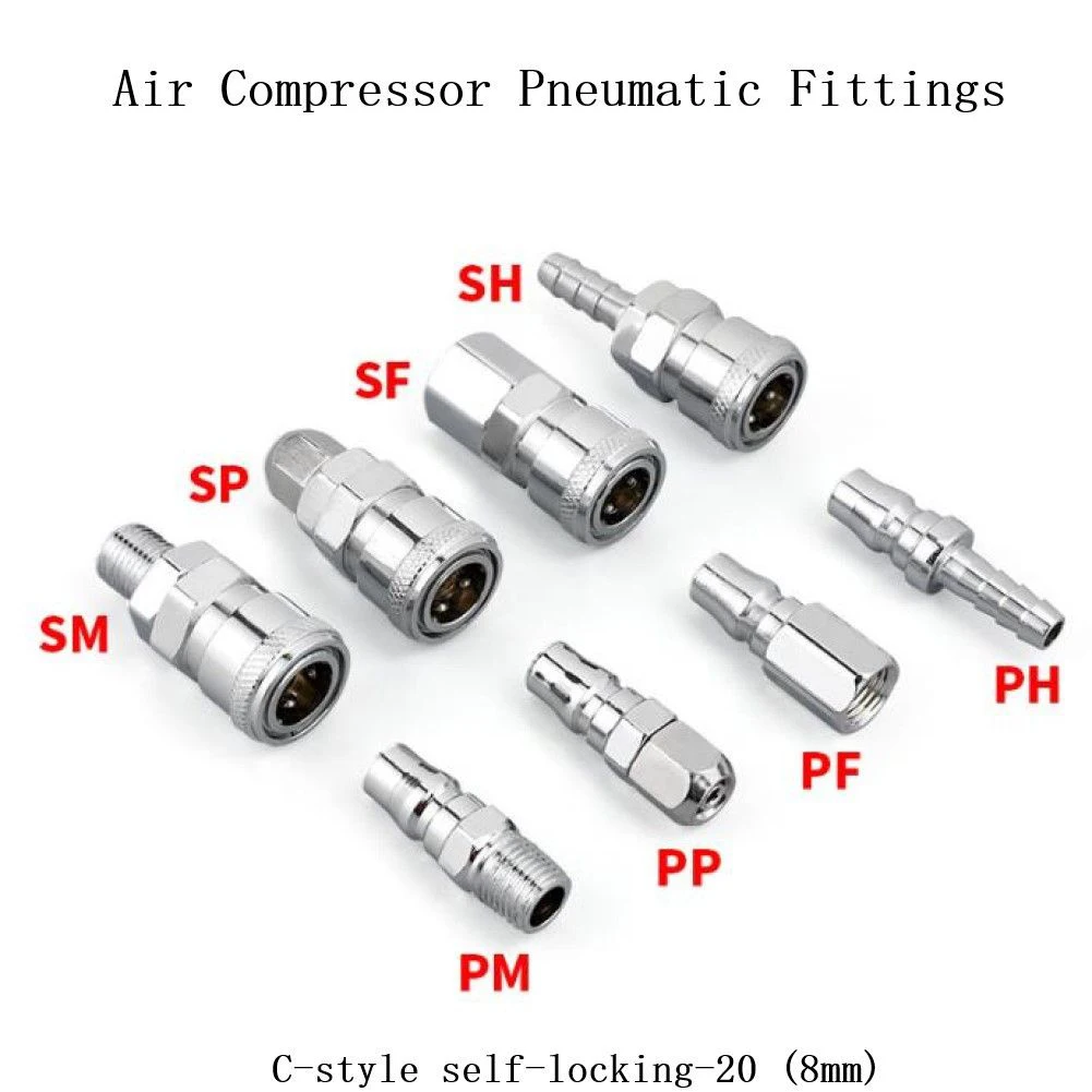 Pneumatic Fittings Air Compressor Hose Quick Coupler Plug Socket Connector Iron Galvanized Pneumatic Part Industrial Accessories