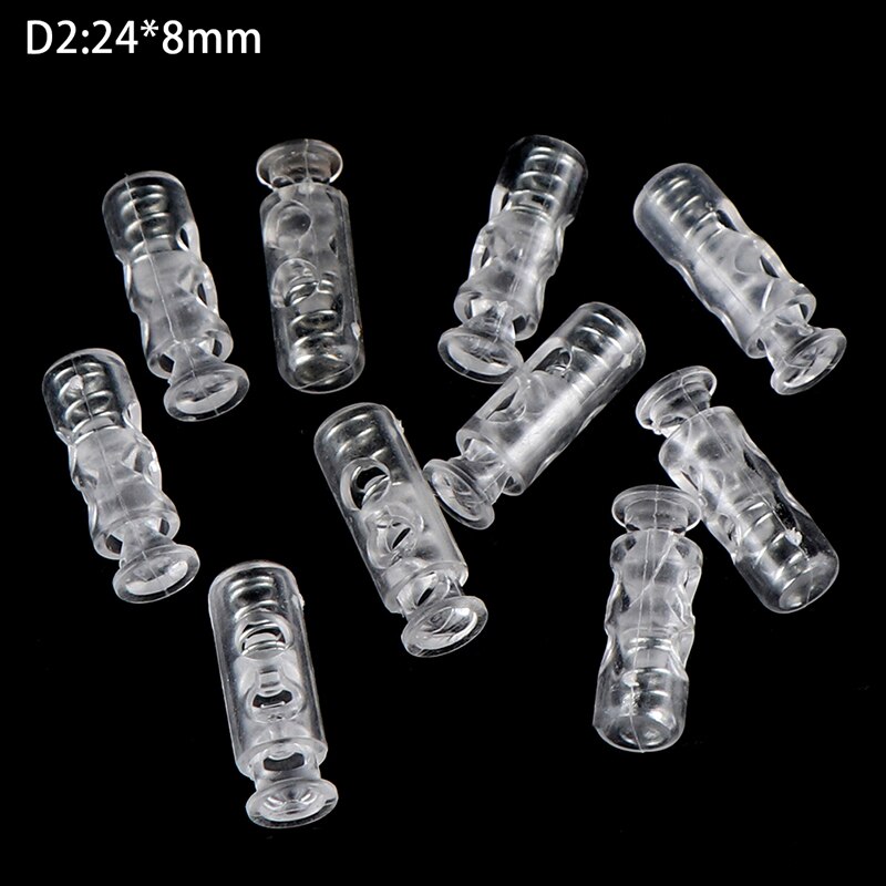 10pcs Transparent Clear Cord Lock Plastic Stopper Cord Ends Toggles Clip Buckle Frost Shoelace Sportswear DIY Bag Accessories: D2