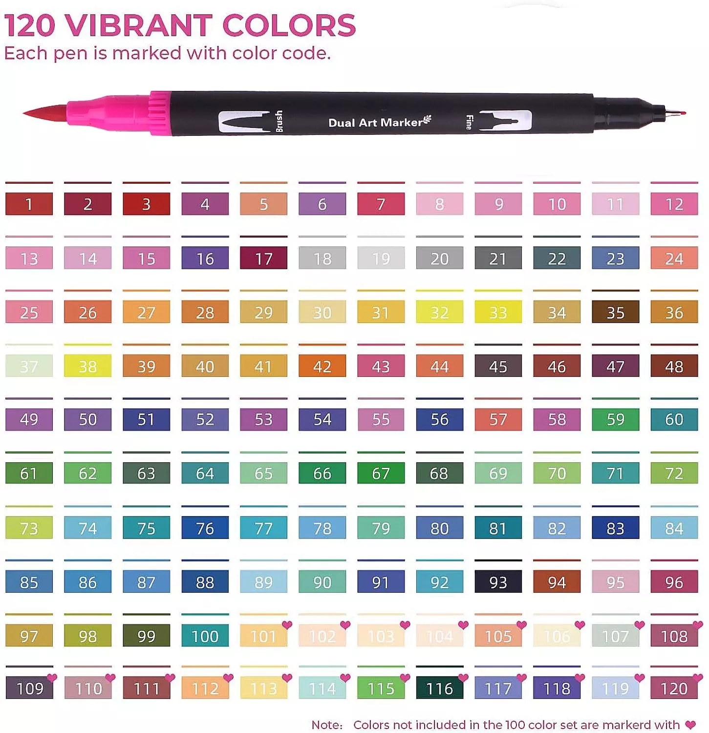 12-120 Colors Art Pens Set, Fine Tip & Flexible Br... – Vicedeal