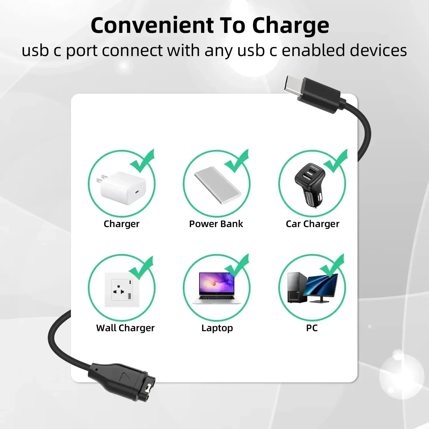 Voor Garmin Horloge Universele USB Type-C Oplader USB-A USB-C Oplaadkabel voor Fenix 5 5S 5X Plus 6 6S 6X Pro 7 7S 7X Opladers