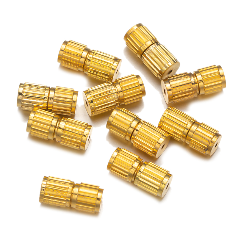 20pcs 12x4mm Brass Screw Clasps Barrel Clasps Cord End Caps Jewelry End Tips Connectors for Bracelet Necklace Making Accessories: Beige
