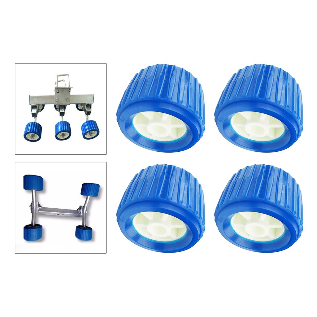 4PCS Boat Trailer Roller Inflatable Ribbed Wobble Roller Kit 110x75x19mm