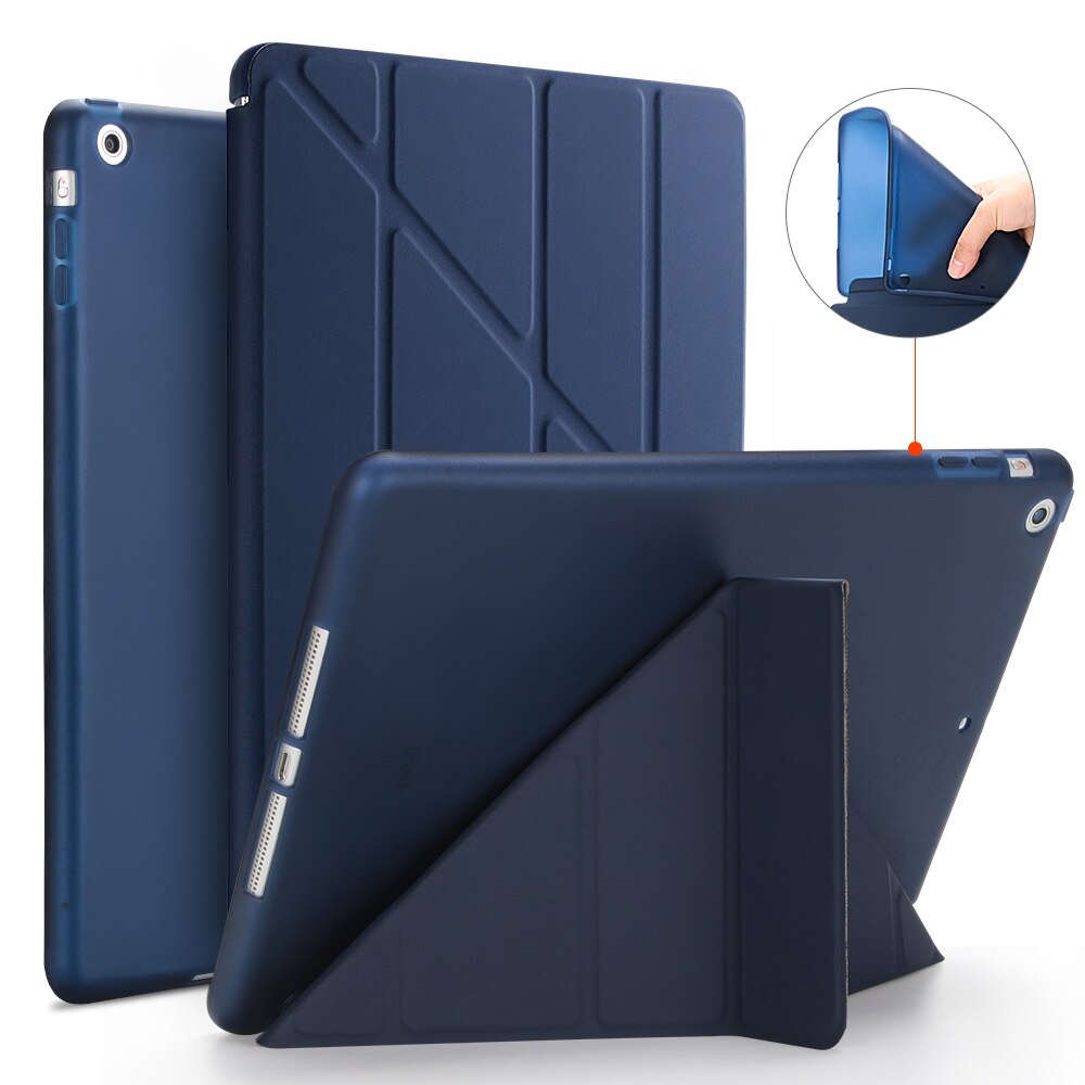 Etui do iPada powietrza, etui z klapką stań etui do iPada 5, PU skóra pełni etui do iPada A1474 A1475 A1476 smart cover dla ipad Air 1 przypadki: Dark Blue