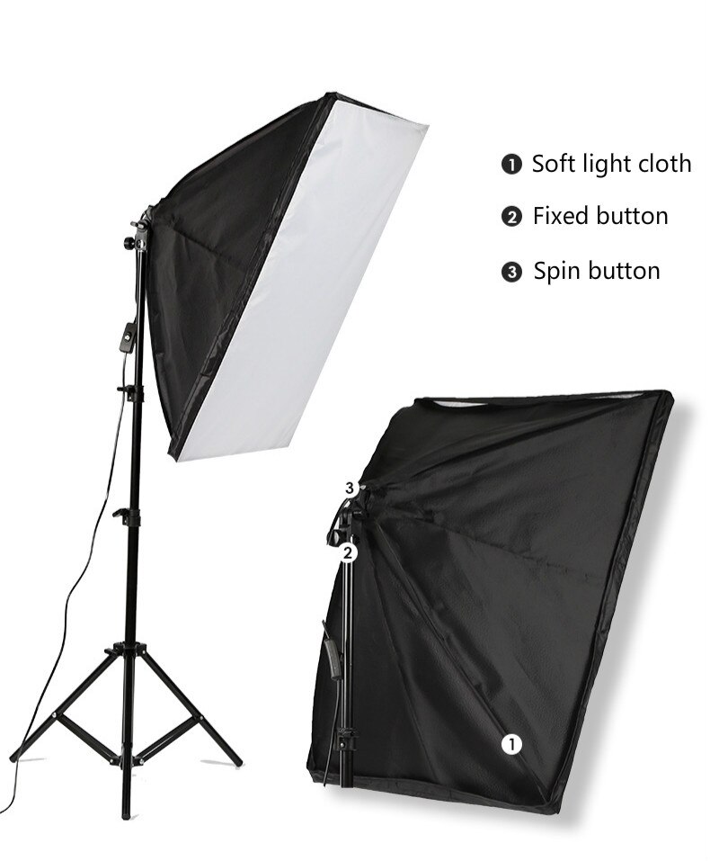 Fotografering softbox belysningssæt 50 x 70cm kontinuerligt lys system soft box til fotostudie udstyr