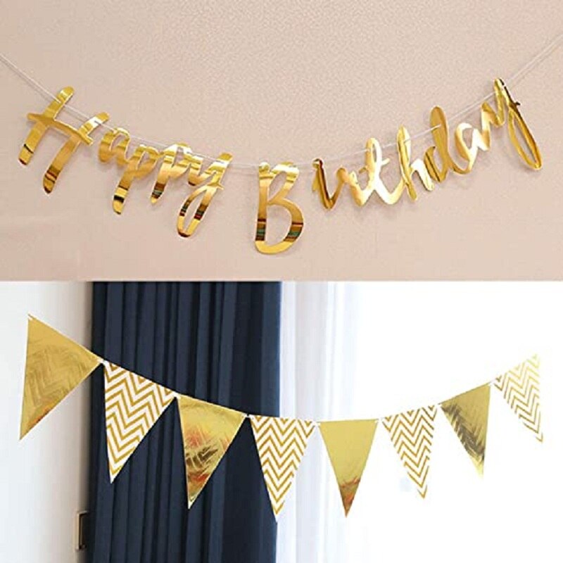 Happy birthday party decoration banner Pink Gold birthday party background wall decoration