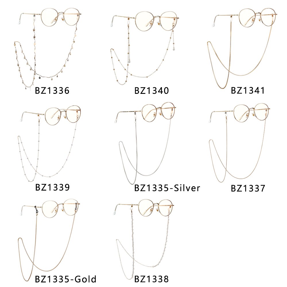 Soporte antideslizante para gafas de sol, cadena de lente de Metal, collar con perlas y estrellas, accesorios para gafas