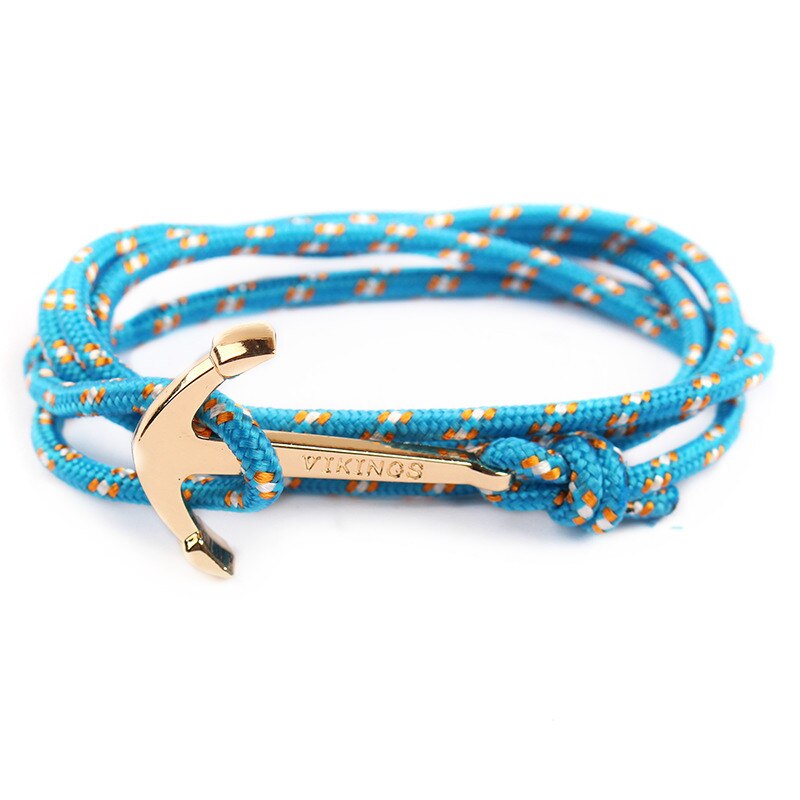 Retro Vikings Bracelet For Men Women Popular Male Multilayer Wrap Bangle Gold Color Handmade Anchor Bracelets SL017: 7