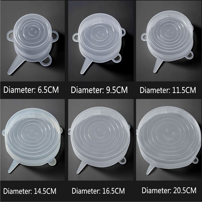 Accessoires de cuisine en Silicone, couvercle alimentaire extensible universel pour bol, Pot, casserole, ustensiles pour fruits et légumes, Gadgets de cuisine de conservation 6 pièces