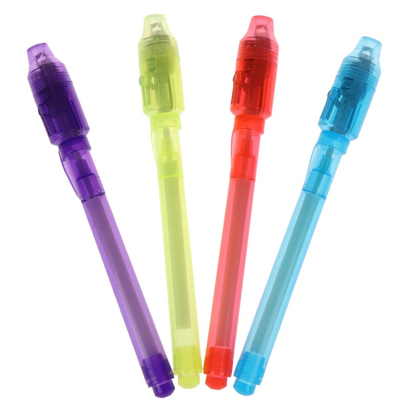 4pcs Plastic LED Light Pen Developing Toy Magic Banknote Checking Pen