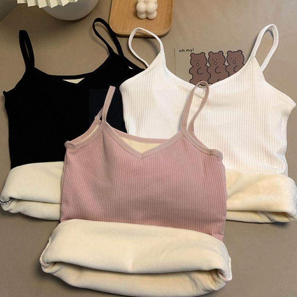 Chaleco de terciopelo sin mangas para mujer, ropa interior gruesa, cálida, combina con todo, camiseta cálida, E9n1