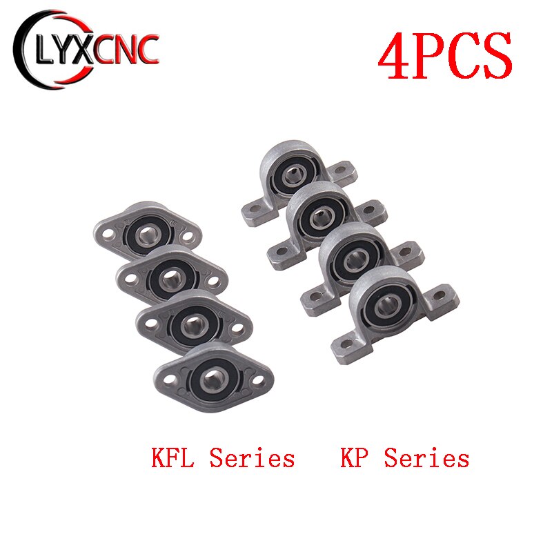 4pc KP08 KFL08 KP/KFL Bearing Vertical Zinc Alloy Lead Screw Ball Bearing Pillow Block Mounted Support Diameter 8mm to 35mm Bore
