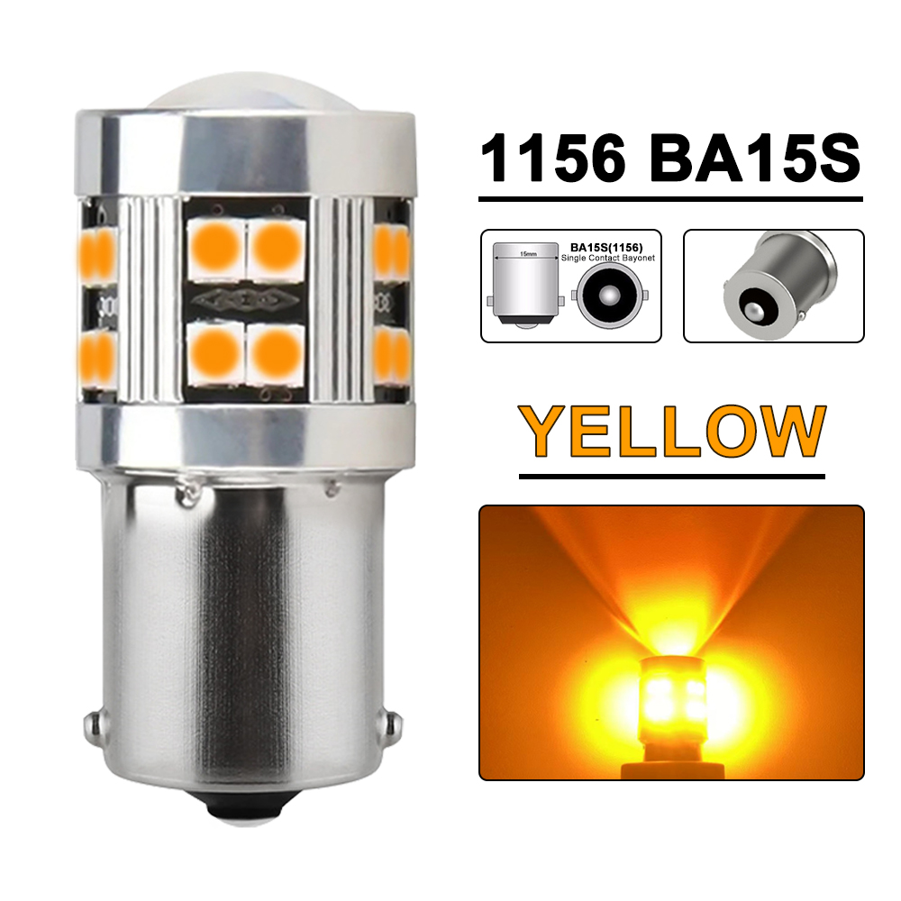 2/4 Uds CANBUS 1156 BA15S 1157 BAY15D bombilla LED 12V 3030-24SMD 6500K blanco amarillo rojo freno trasero de coche luces de señal de giro de estacionamiento: Beige / Naranja