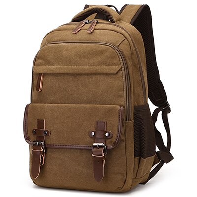 Canvas Rucksack Bag Women Vintage Men Backpack Shoulder Bags Female Plecak Male Travel Backpacks Multifunction Mens Back Pack: Brown