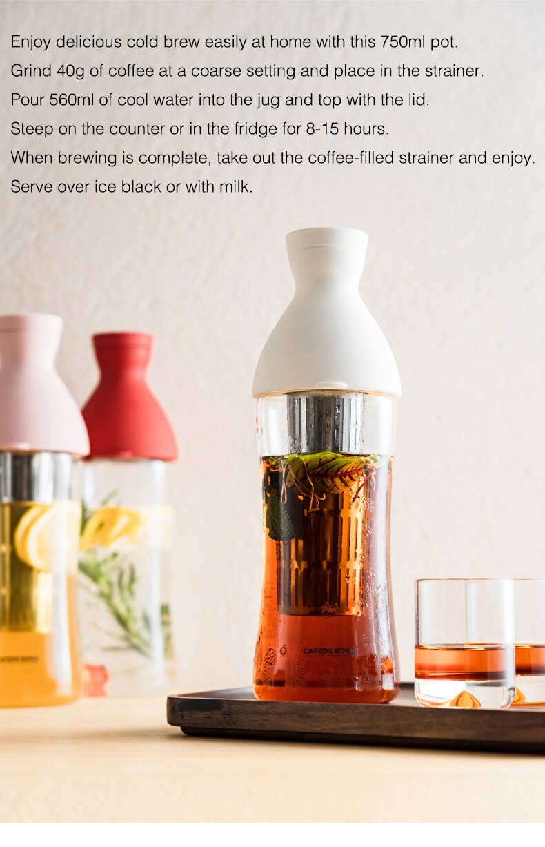 cold brew pot 750ml filter in cold brew coffee bottle glass coffee maker cold extraction mixing ground coffee with cool water