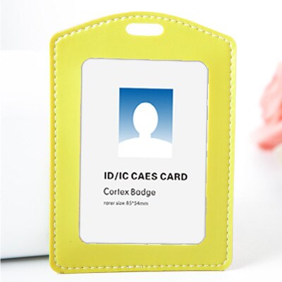 Price Soft PU Leather ID Card Holder Horizontal/Vertical Without Lanyard, for Students/Business/Staff,: V Green