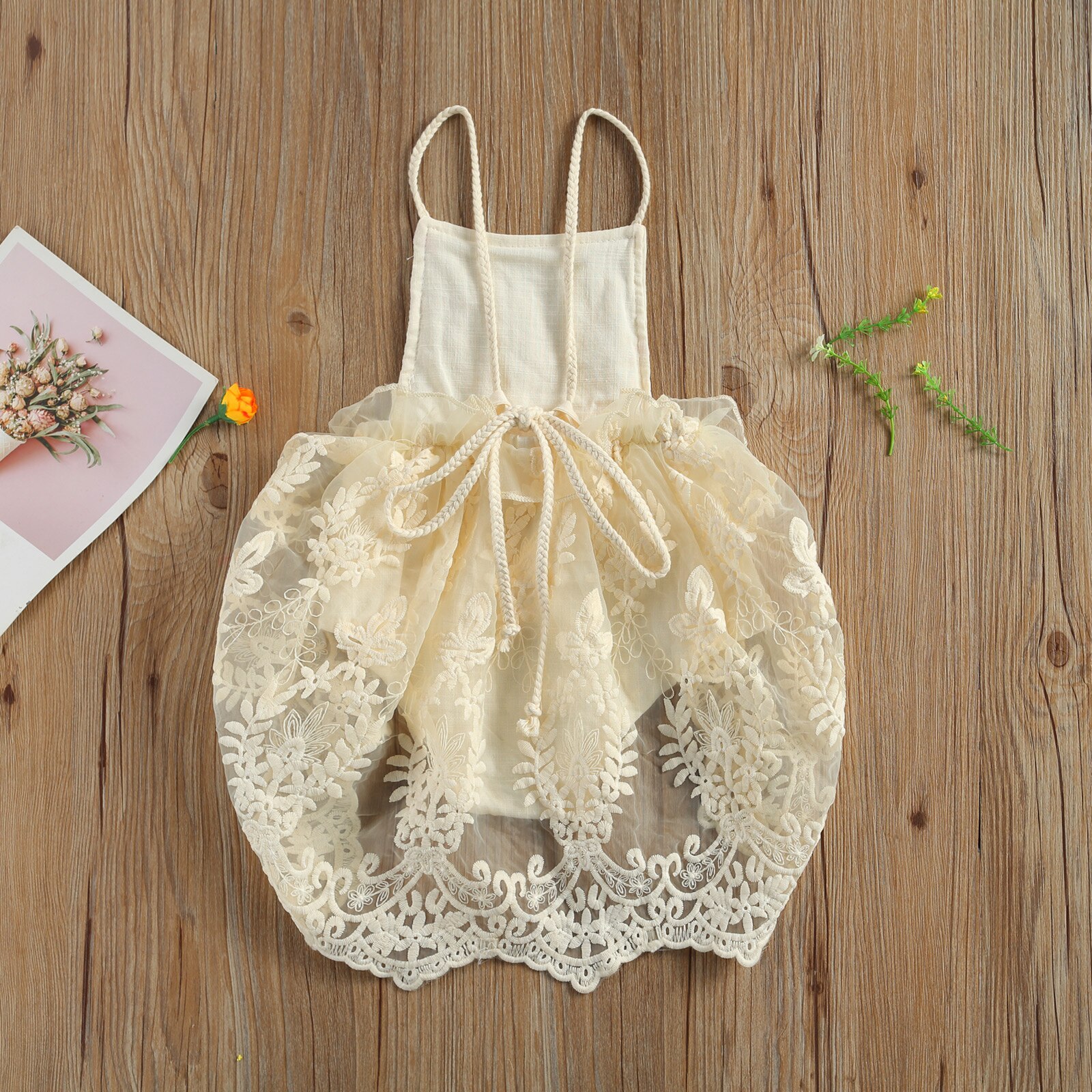 0-24m Baby-mädchen-jungen-strampler, einteilig, mit blumenmuster, spitze, perlenprint, ärmellos, rüschen