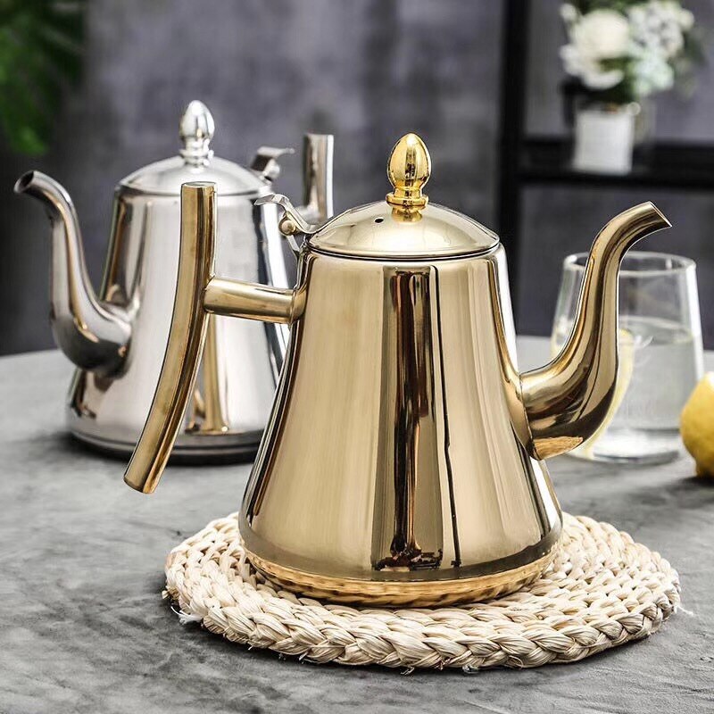 1000/1500Ml Rvs Royal Theepot Gouden Zilveren Thee Pot Met Ei Koffie Pot Inductie Kookplaat Waterkoker water Waterkoker