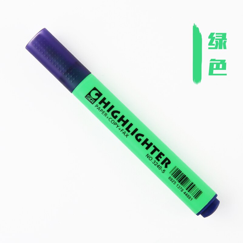 STA-rotuladores fluorescentes de 8 colores para papel, rotuladores de dibujo para la escuela, suministros de oficina, papelería: Green