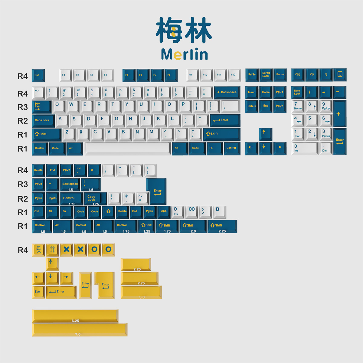 171 Keys DOUBLE SHOT Cherry Profile GMK Olivia/8008/Merlin/Arctic Keycap For GMMK pro NJ68 Mechanical Gaming Keyboard: Merlin Keycap