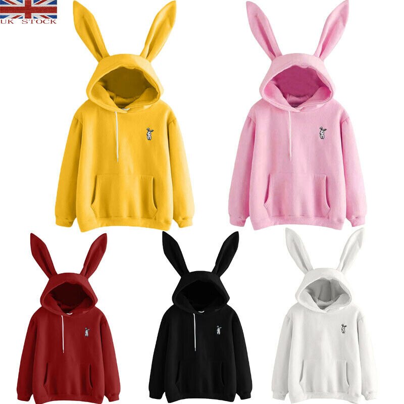 2020 nova moda bonito feminino senhoras coelho inteligente orelhas de coelho hoodie com capuz camisola pulôver camisola jumper