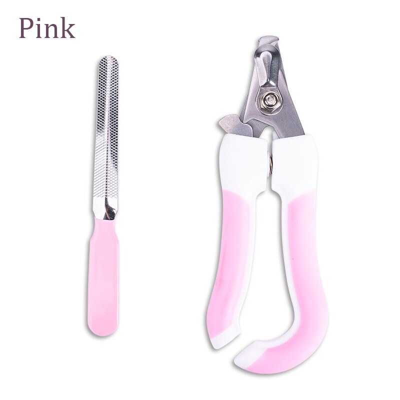 Stainless Steel Cat Nail Trimmer Pet Nail Clipper Cutter Pet Dog Grooming Tools Set with Beautiful Packaging: Pink Nail clippers / S